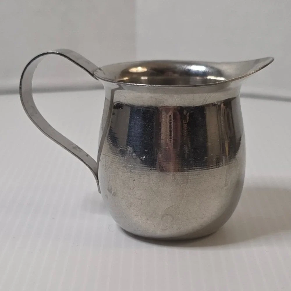 Vintage Update Stainless Steel Mini‎ Creamer Pitcher India Mid Century